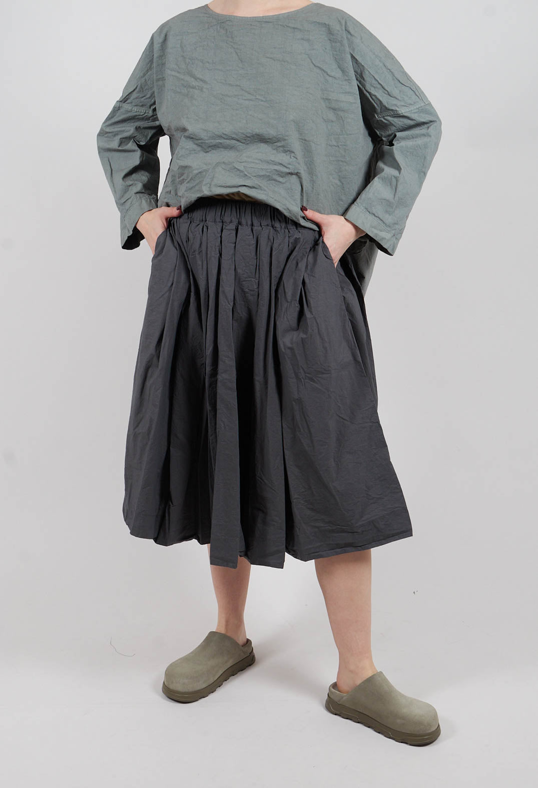 Pleated Short Skirt TC in Thyme