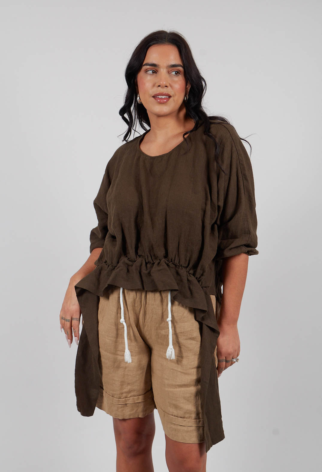 3/4 Sleeve Shirt in Khaki