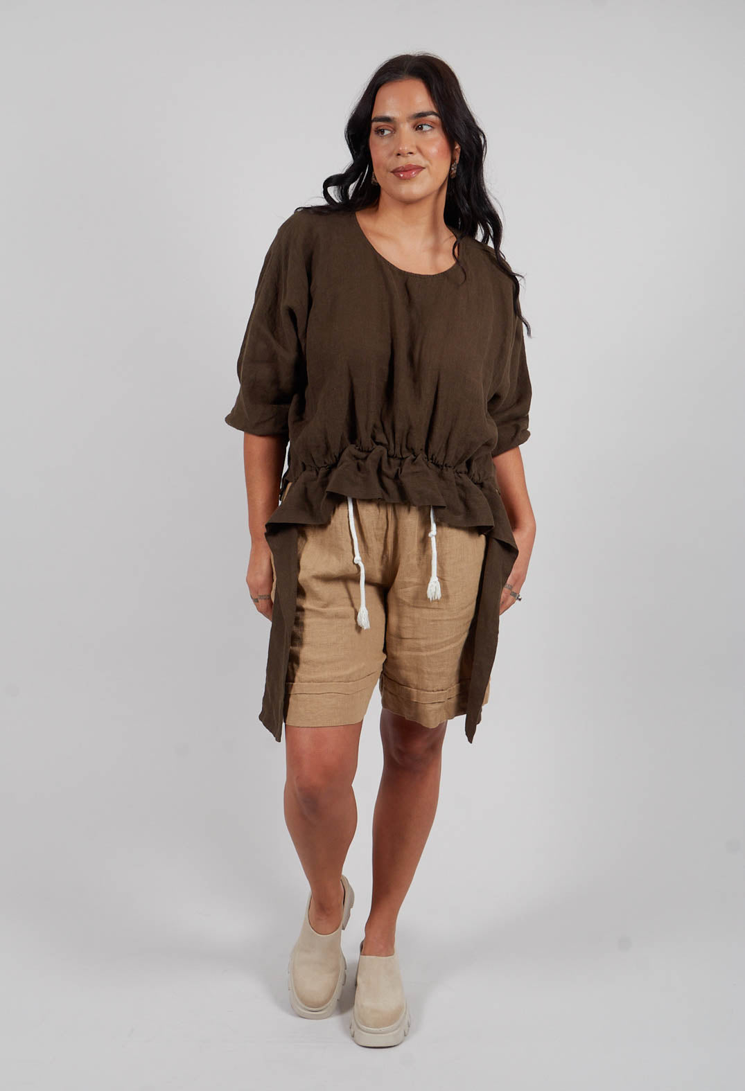 3/4 Sleeve Shirt in Khaki