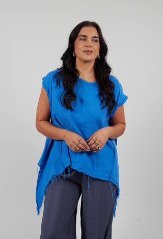 Linen Top in Electric Blue