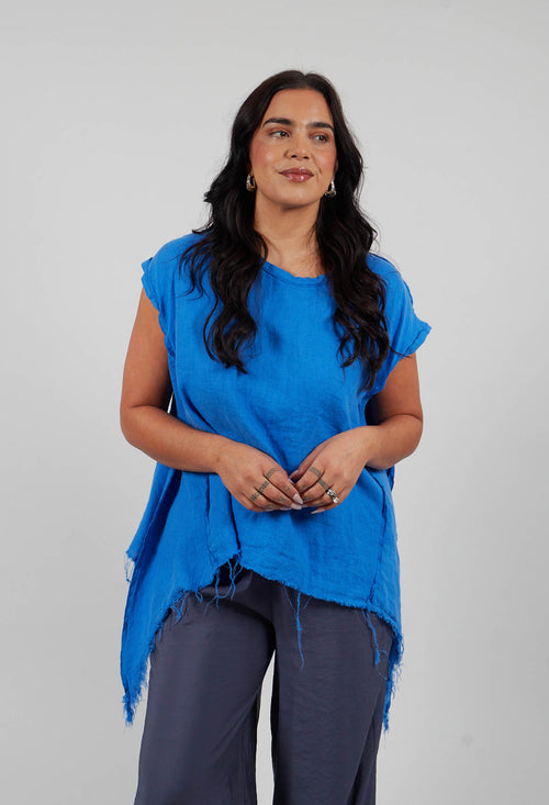 Linen Top in Electric Blue