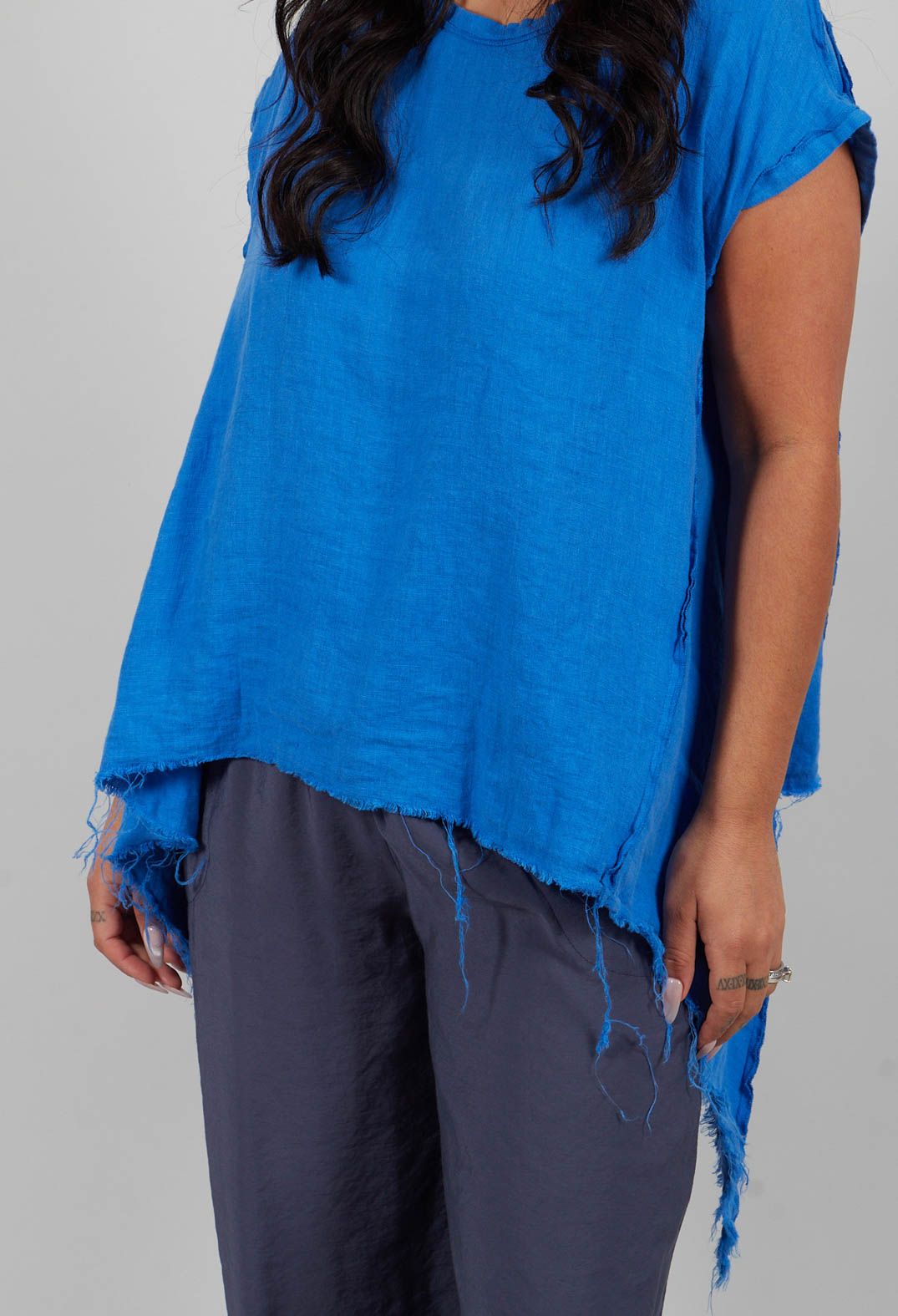 Linen Top in Electric Blue