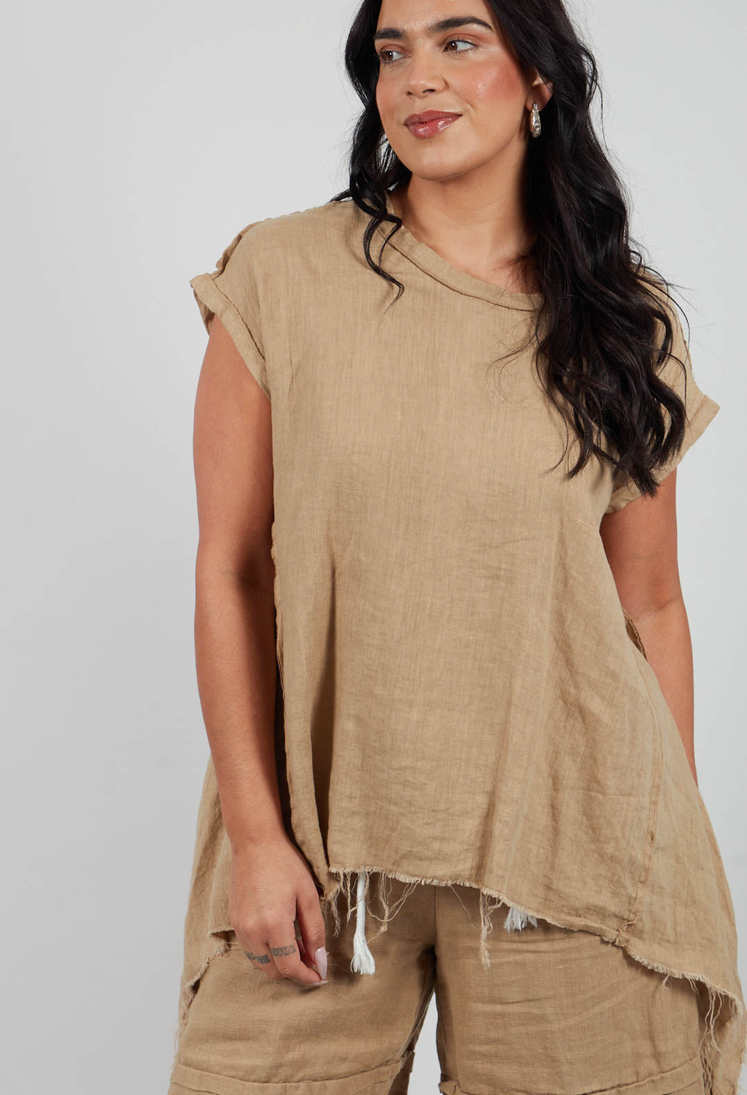 Linen Top in Beige