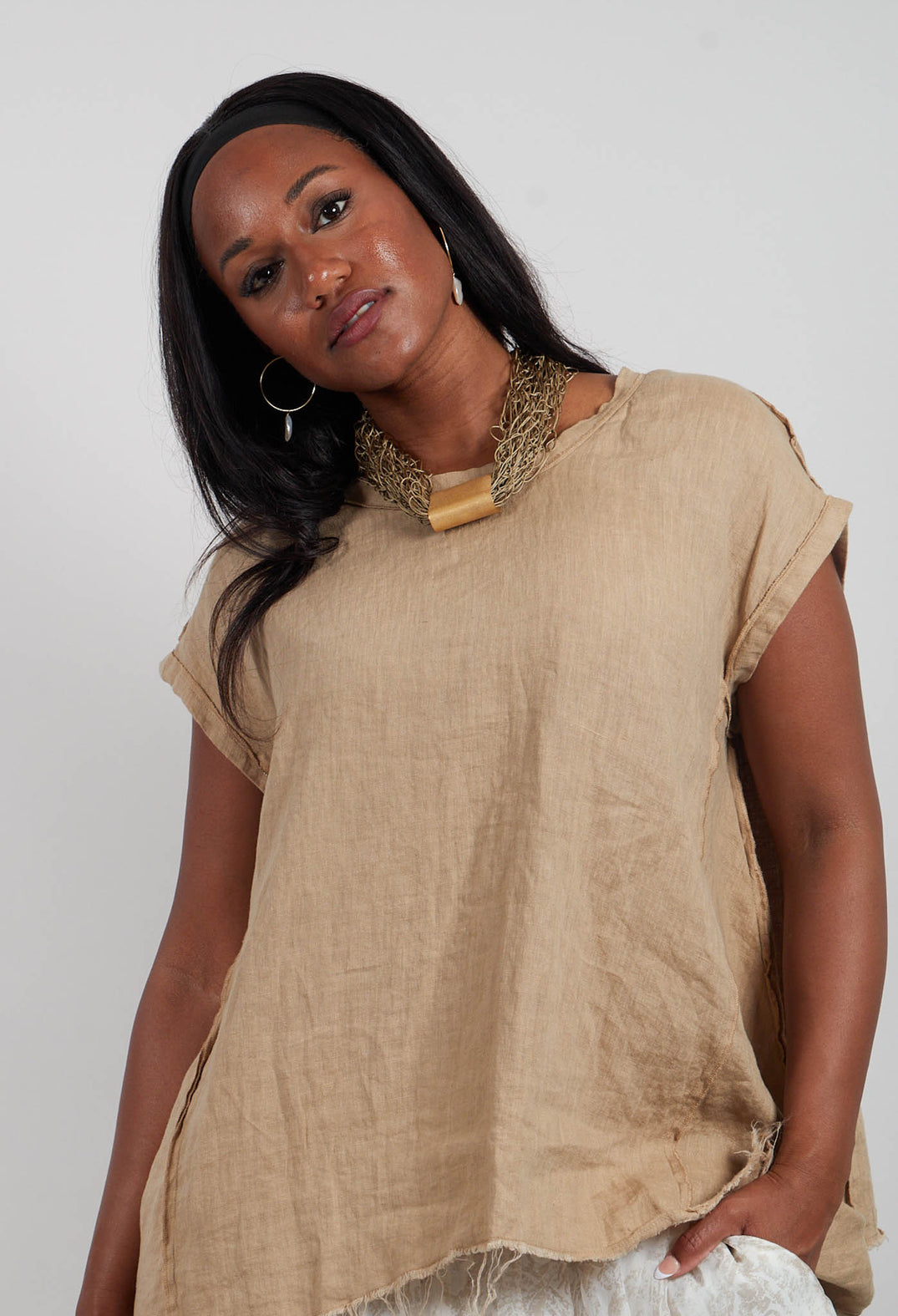 Linen Top in Beige