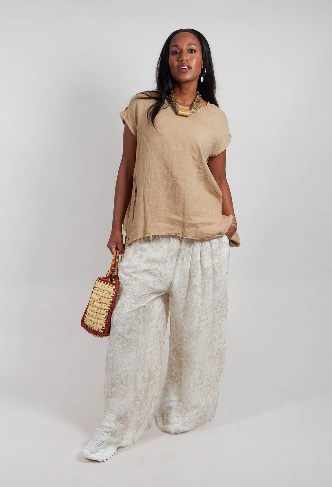 Linen Top in Beige