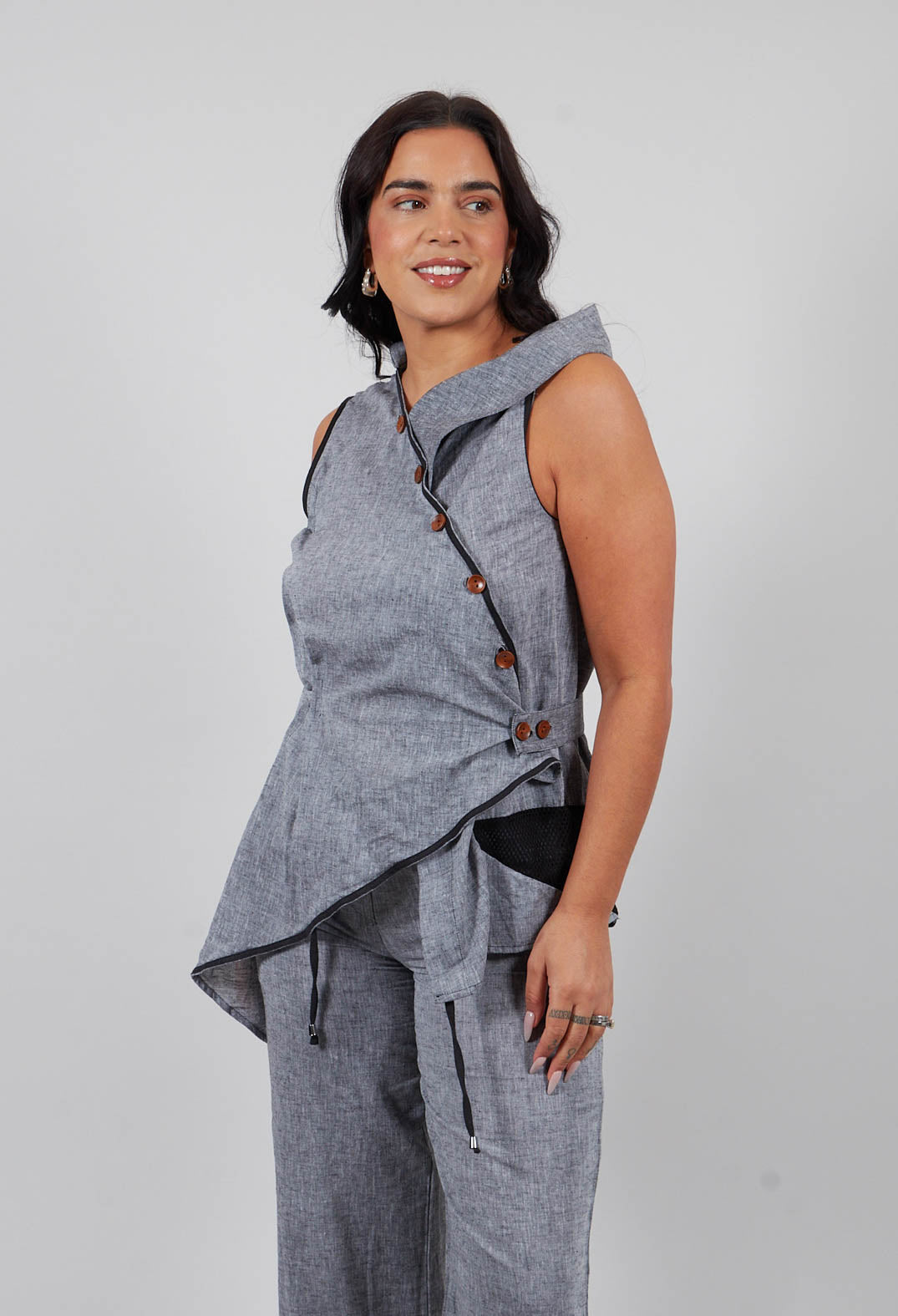 Asymmetrical Vest in Grey