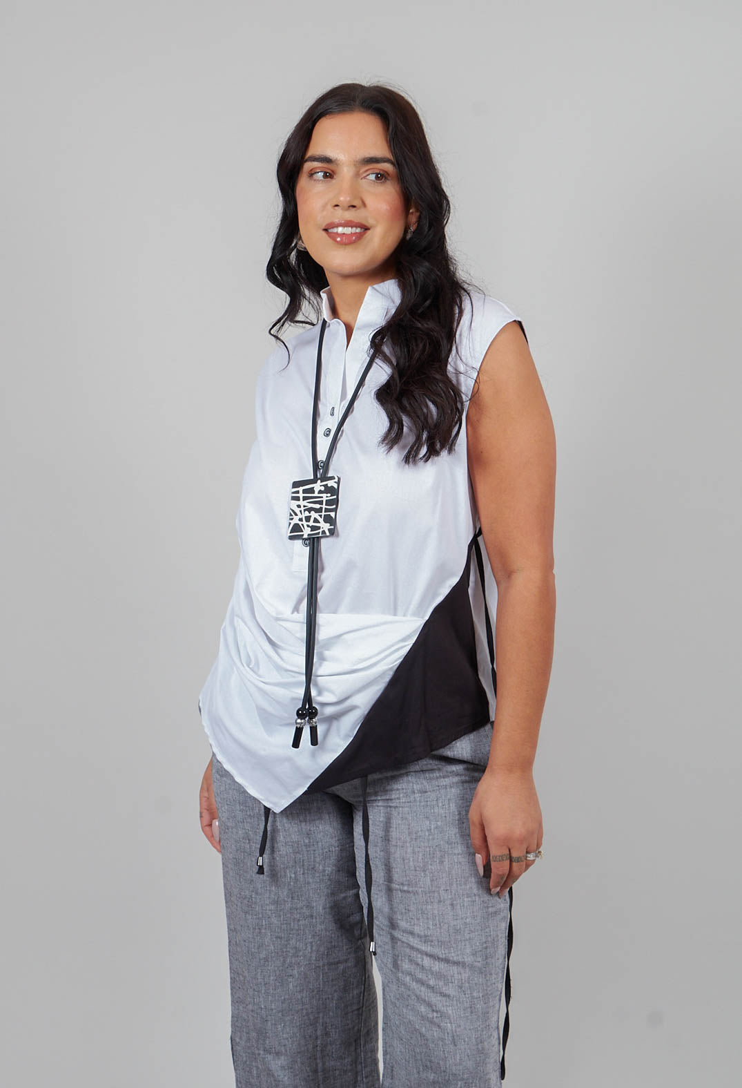 Button Down Blouse in White