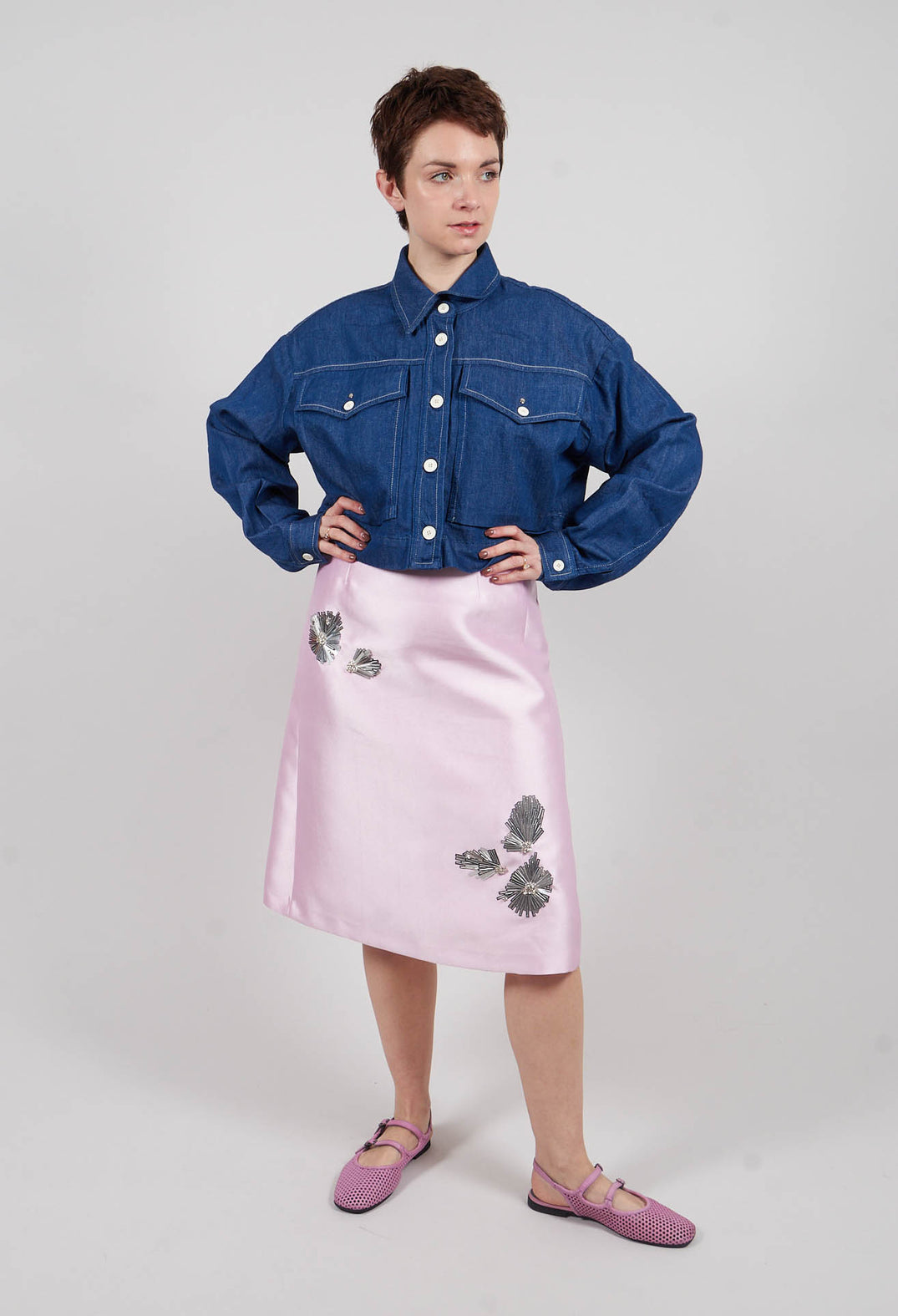 Pencil Skirt in Seashell Pink