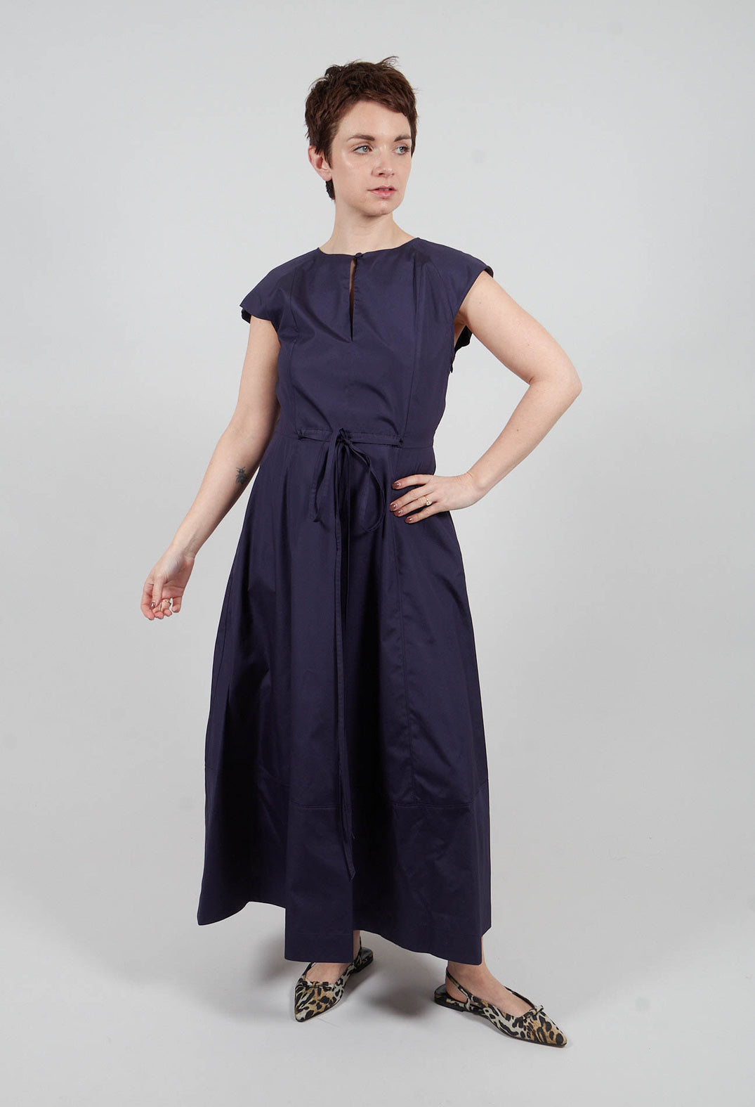 Midi Dress with Belt in Inkling