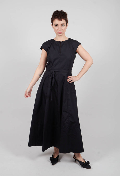 Midi Dress with Belt in Black