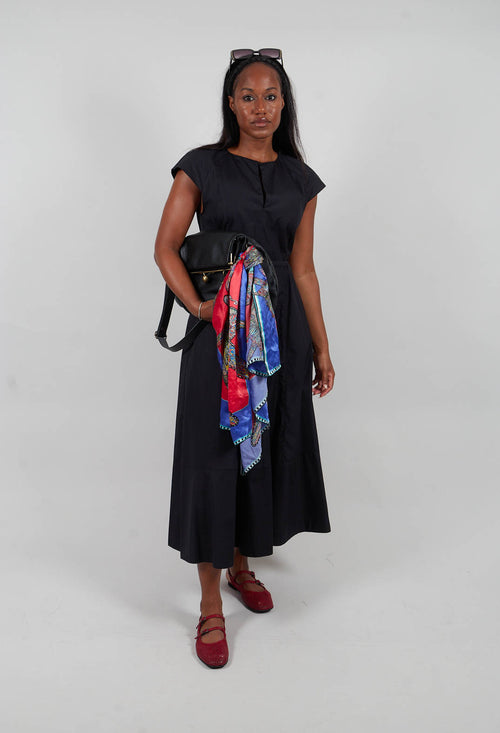 Midi Dress with Belt in Black