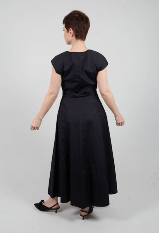 Midi Dress with Belt in Black