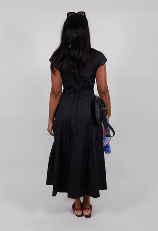 Midi Dress with Belt in Black