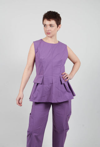 Peplum Pleat Top in Purple Heart