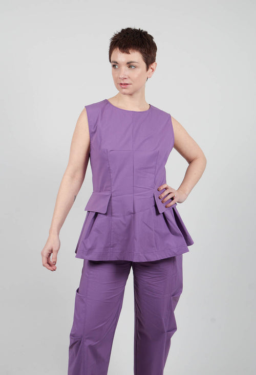 Peplum Pleat Top in Purple Heart