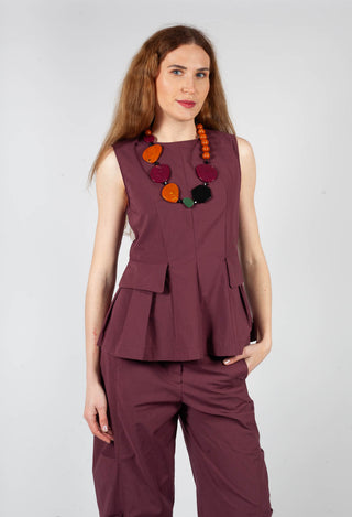 Peplum Pleat Top in Burgundy