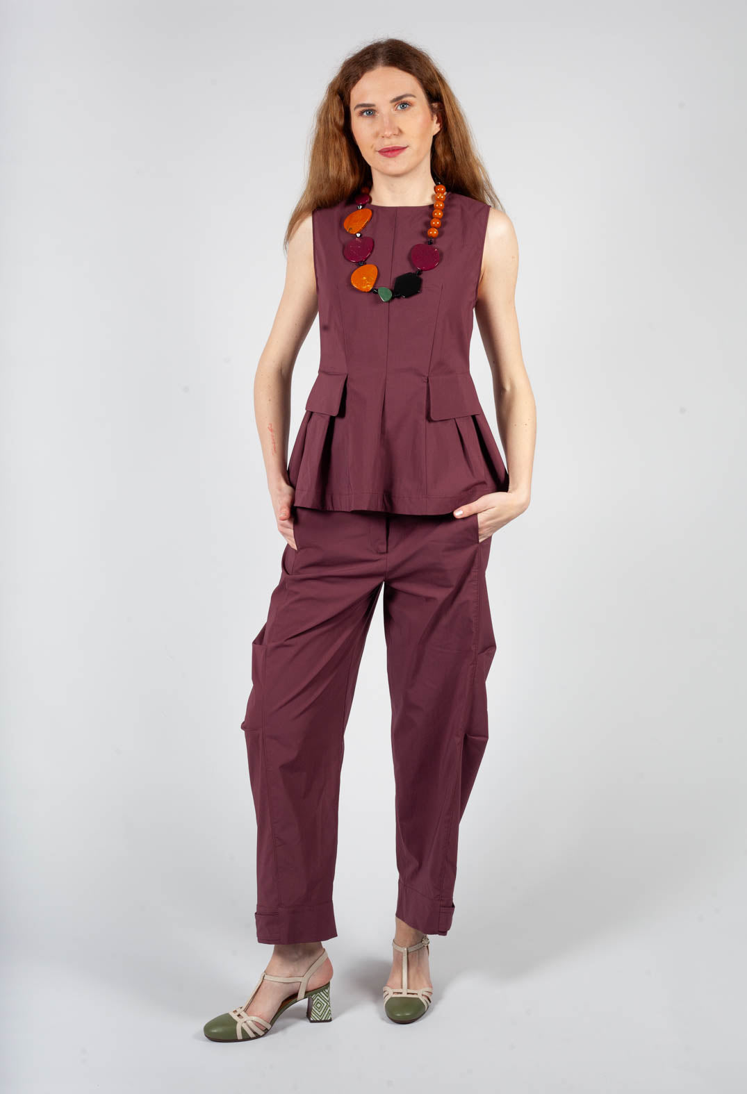 Straight Leg Pants in Burgundy