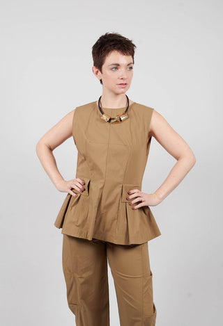 Peplum Pleat Top in Licorice