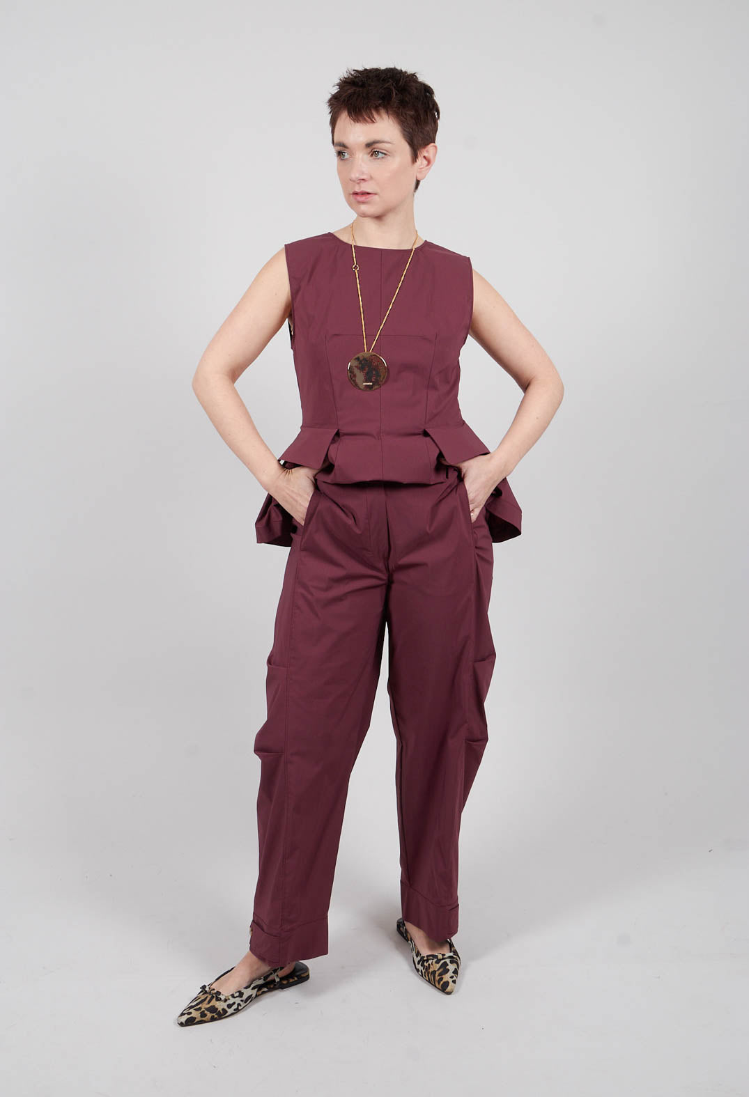 Straight Leg Pants in Burgundy