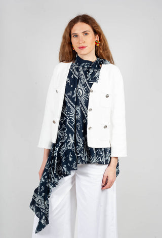 Cropped Knit Jacket in White