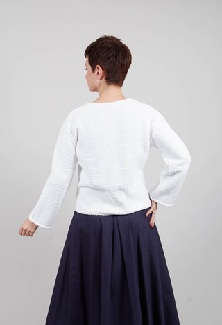 Cropped Knit Jacket in White