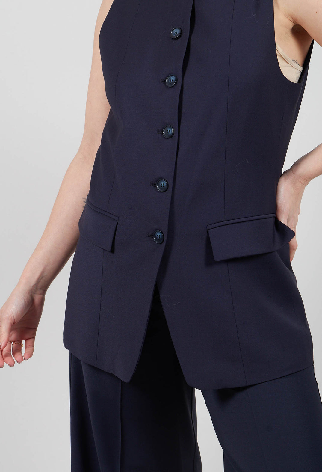 Button Up Gilet in Inkling