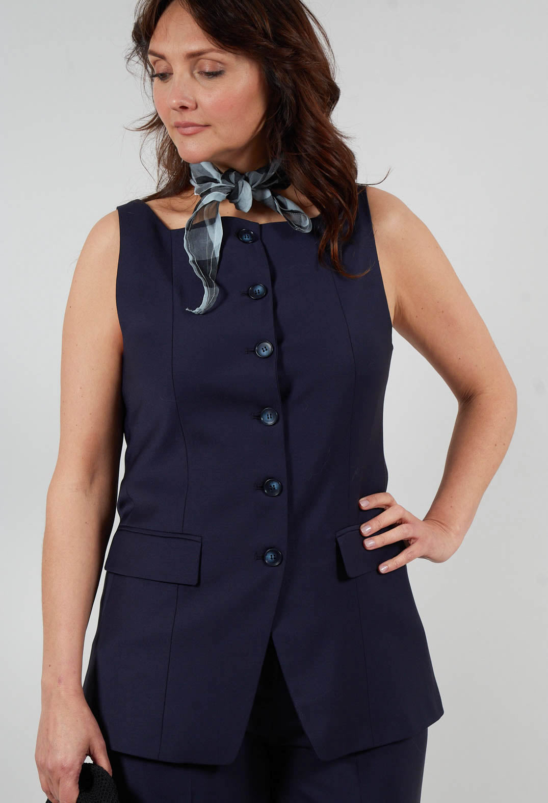 Button Up Gilet in Inkling