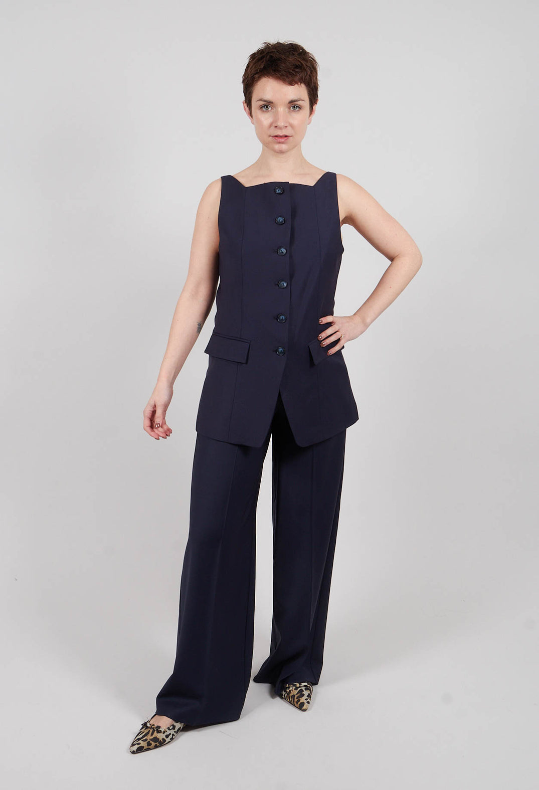 Button Up Gilet in Inkling