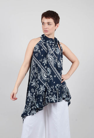 Top with Ruffles in Blu