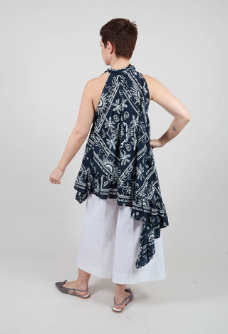 Top with Ruffles in Blu