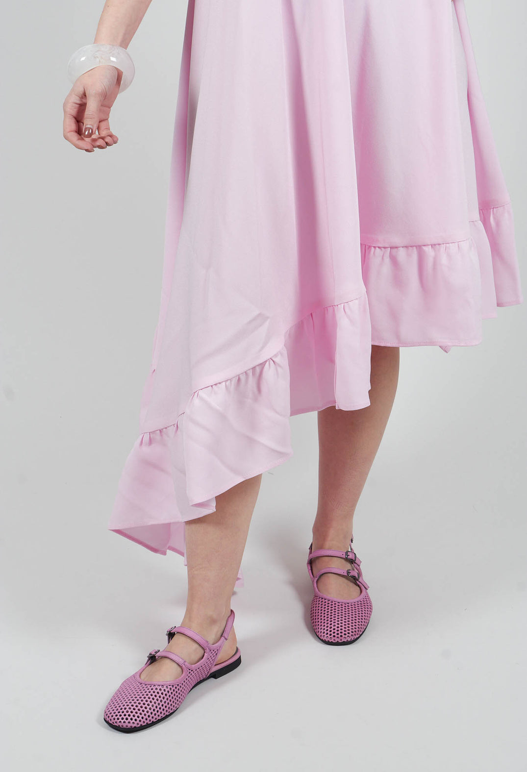 Dress with Ruffles in Seashell Pink