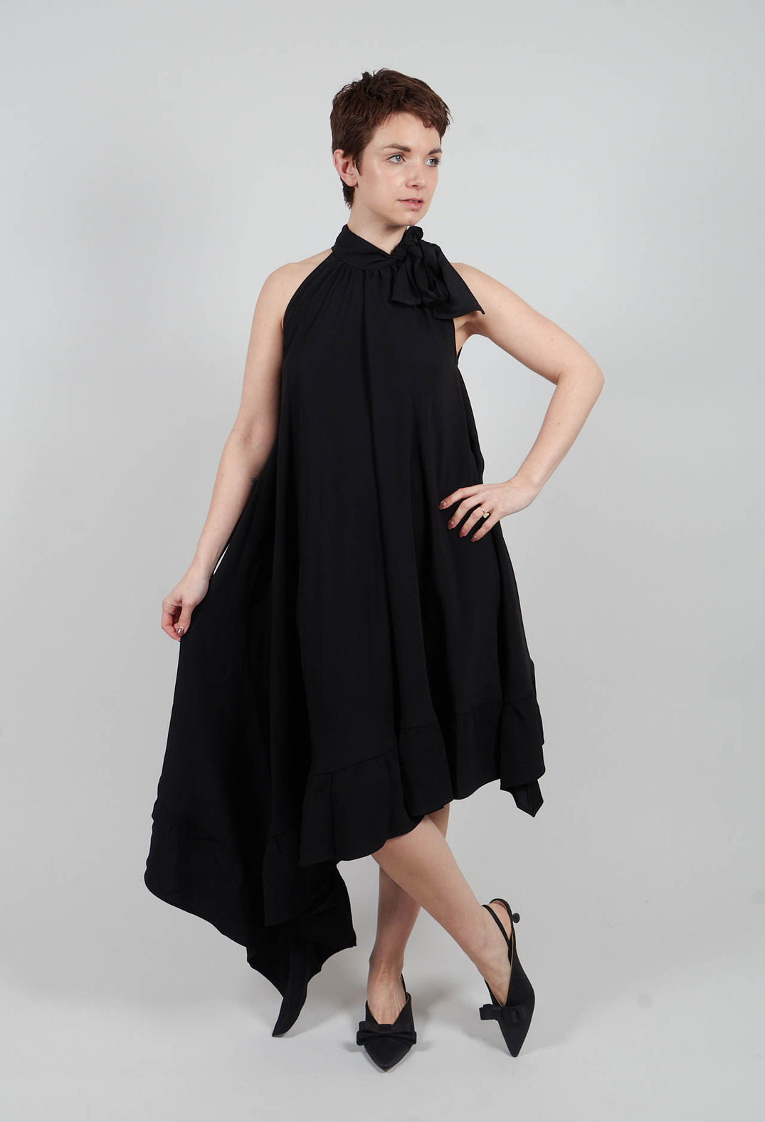 Dress with Ruffles in Black