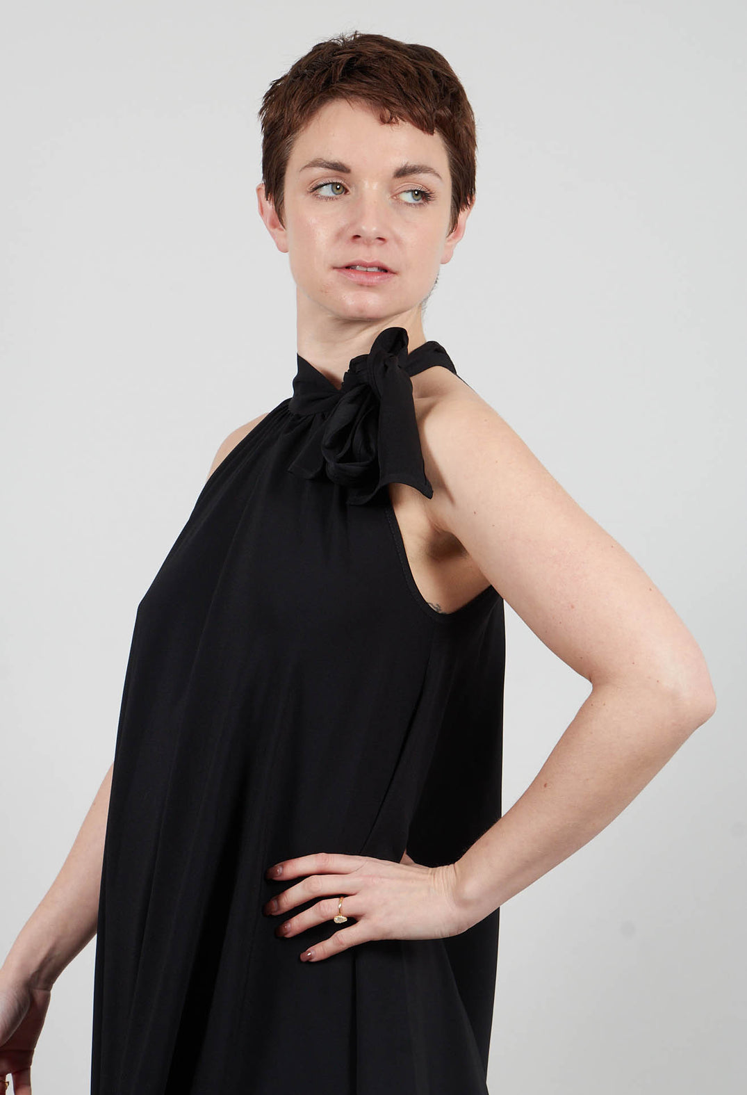 Dress with Ruffles in Black