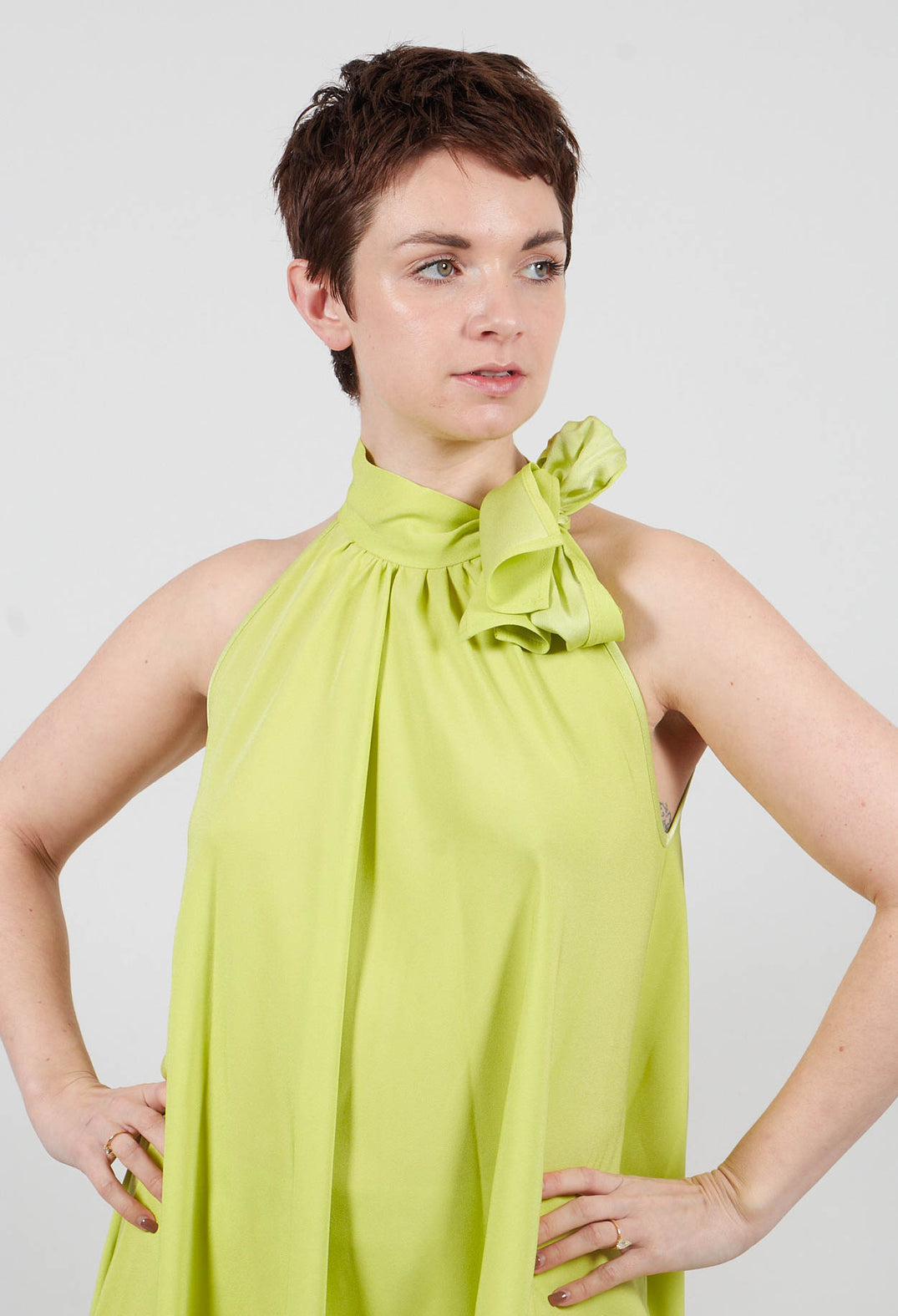 Dress with Ruffles in Sunny Lime