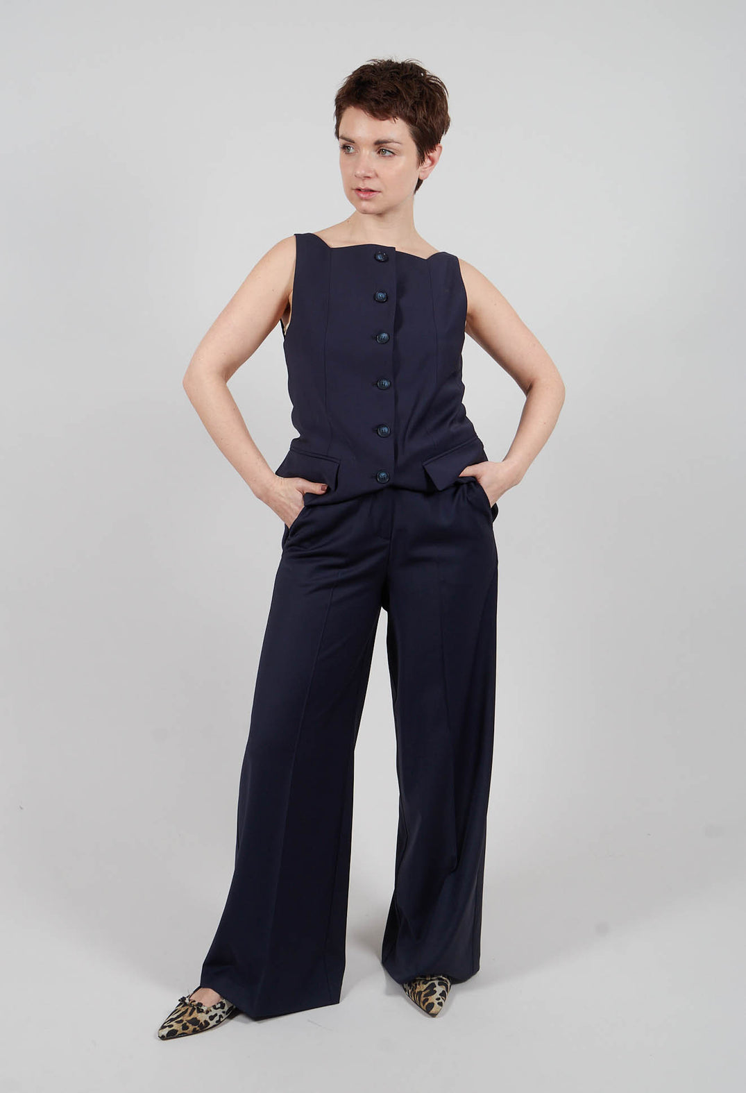 Wide Leg Trousers in Inkling