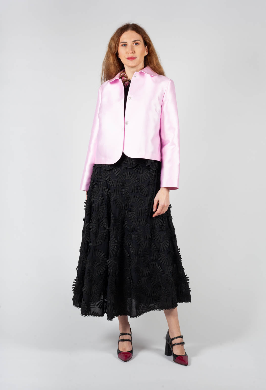 Three Button Jacket in Seashell Pink