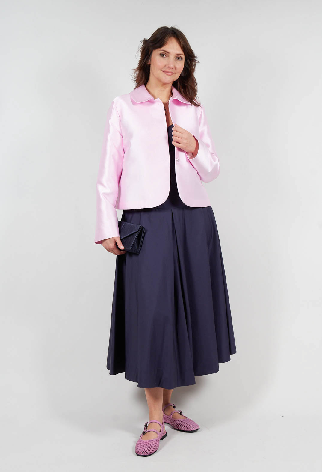 Three Button Jacket in Seashell Pink