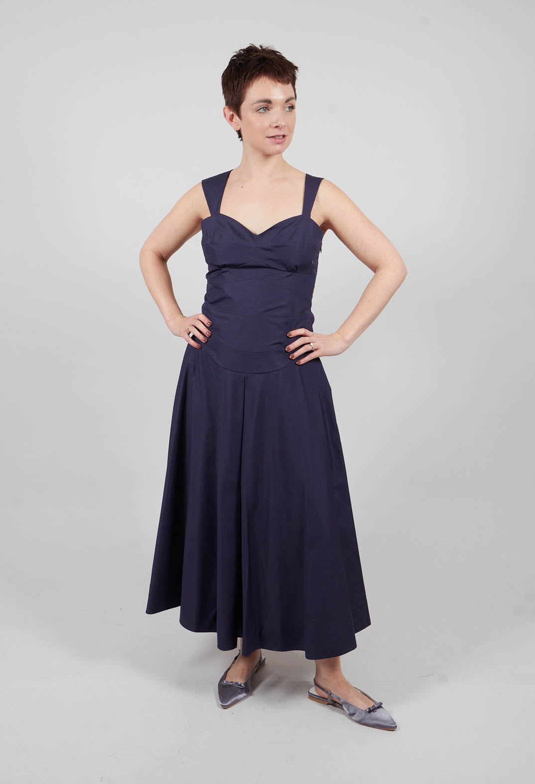 Poplin Dress in Inkling