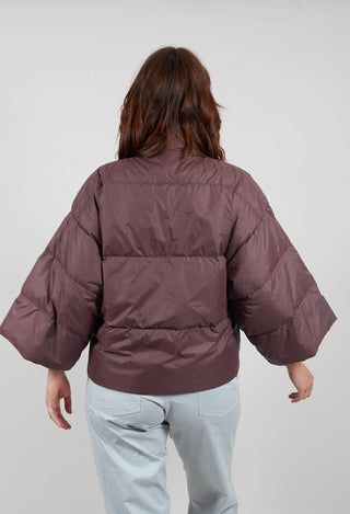 Feather Down Jacket with Collar in Brown