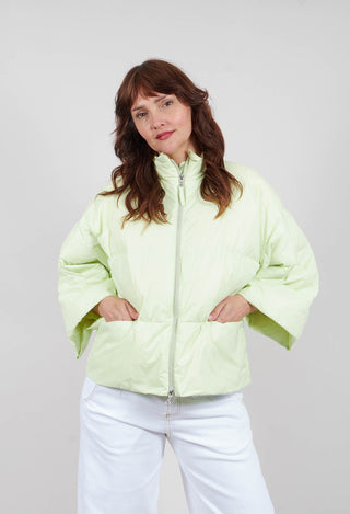 Feather Down Jacket with Collar in Green
