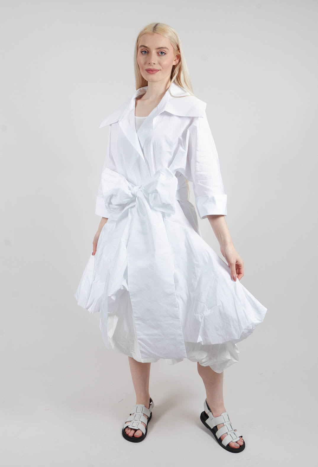 Balloon Skirt Dress in White
