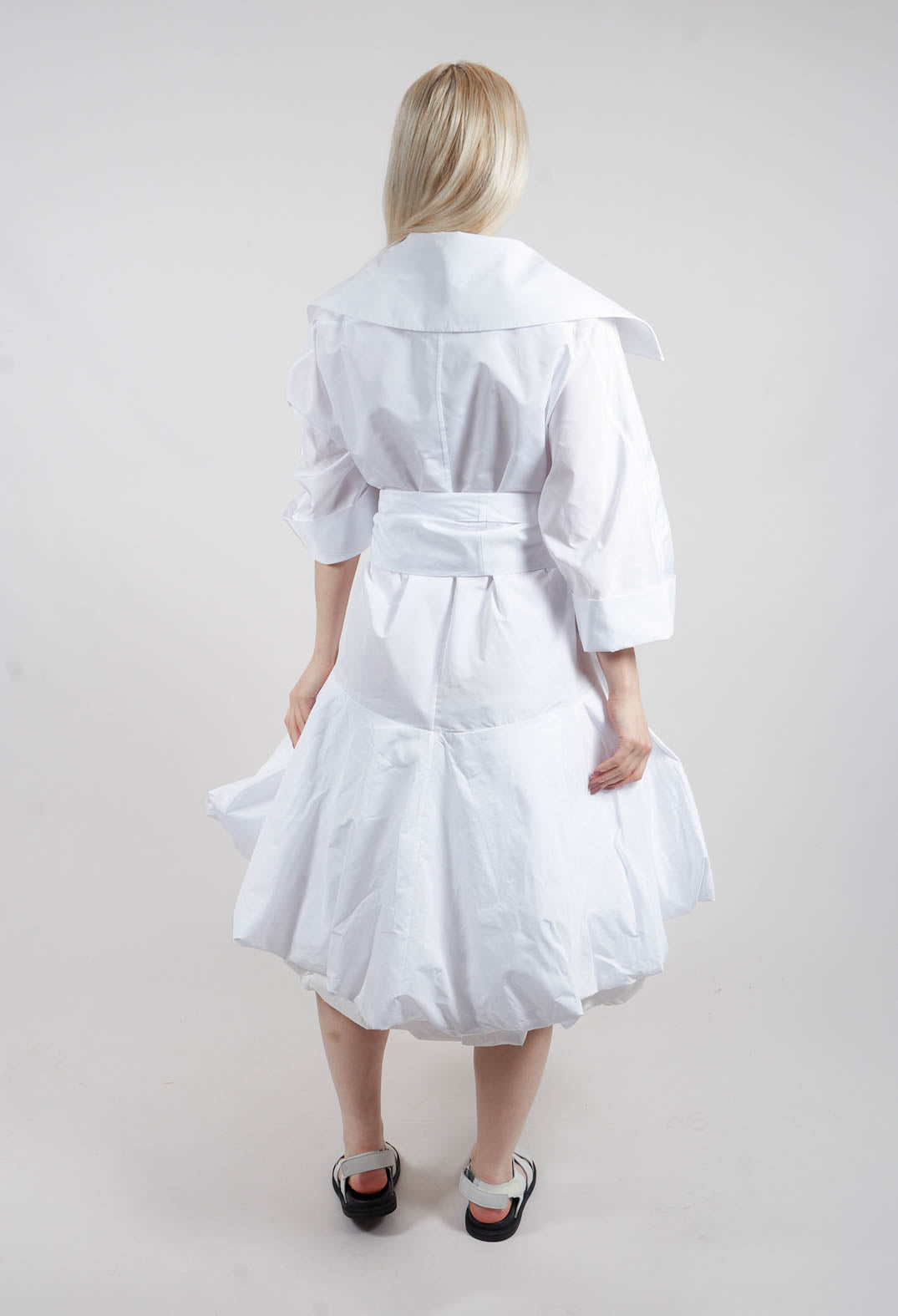 Balloon Skirt Dress in White