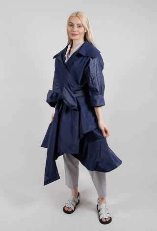 Balloon Skirt Dress in Navy Blue