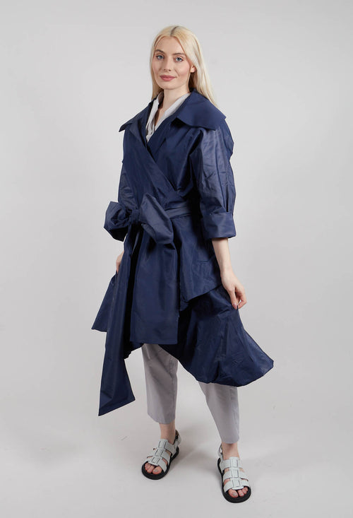 Balloon Skirt Dress in Navy Blue