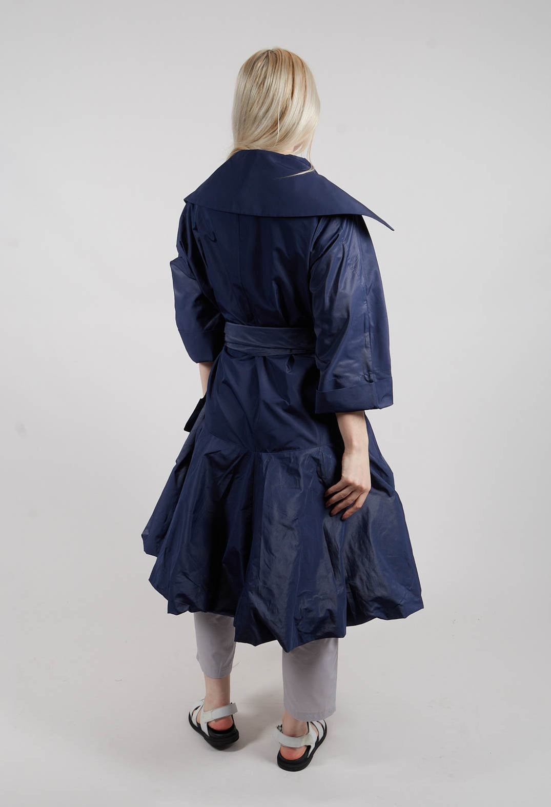 Balloon Skirt Dress in Navy Blue