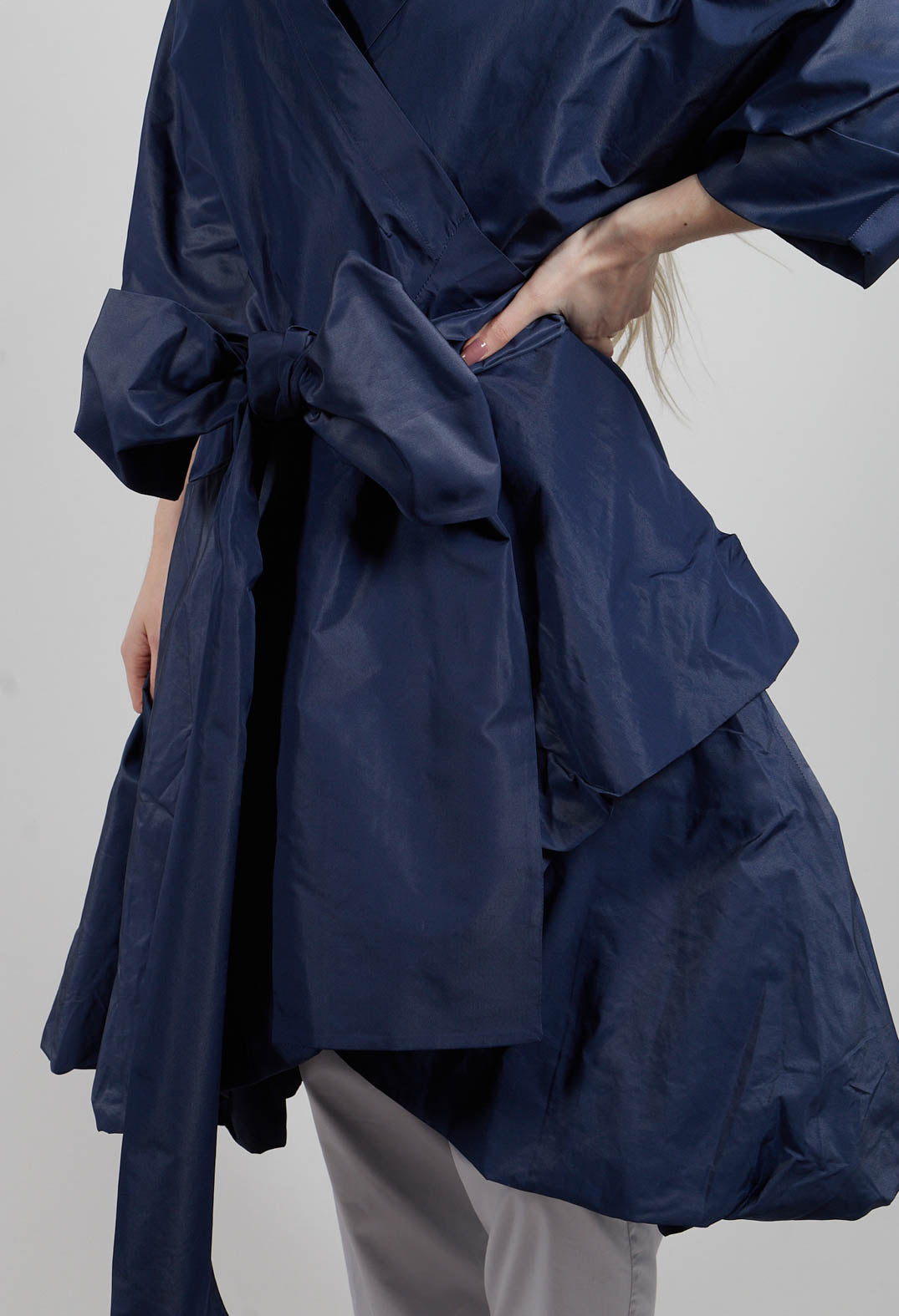Balloon Skirt Dress in Navy Blue