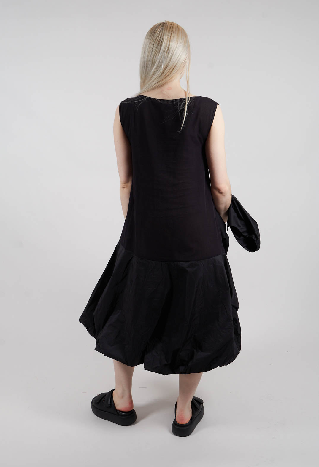 Bubble Peplum Dress in Black