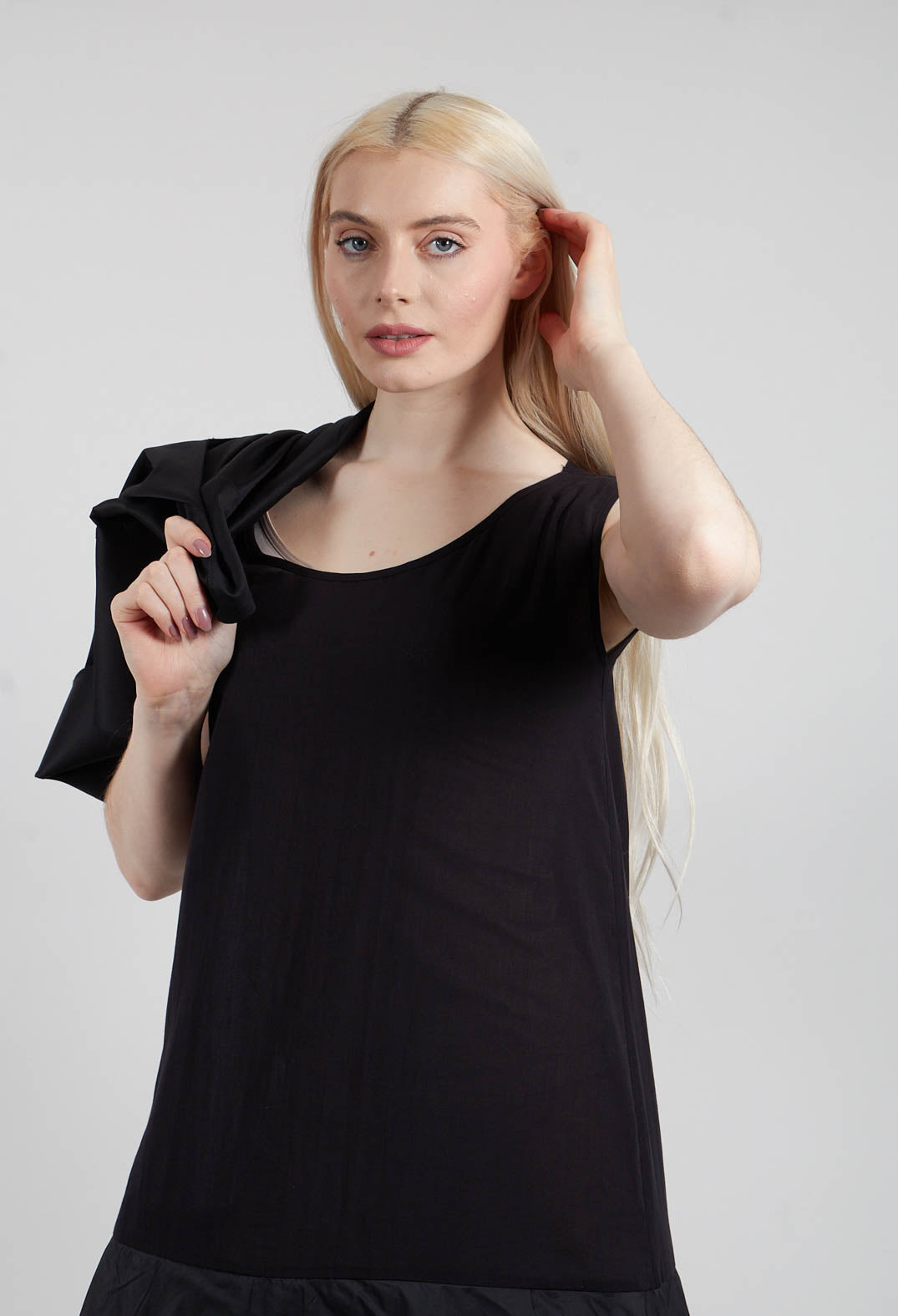 Bubble Peplum Dress in Black