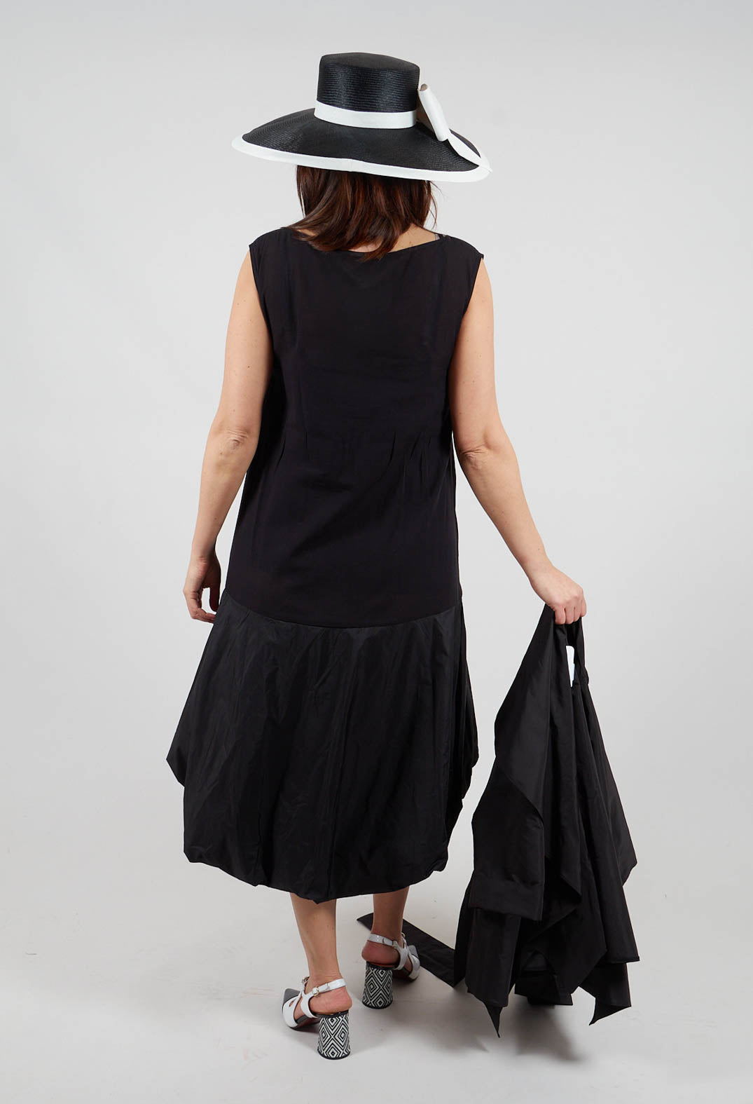 Bubble Peplum Dress in Black