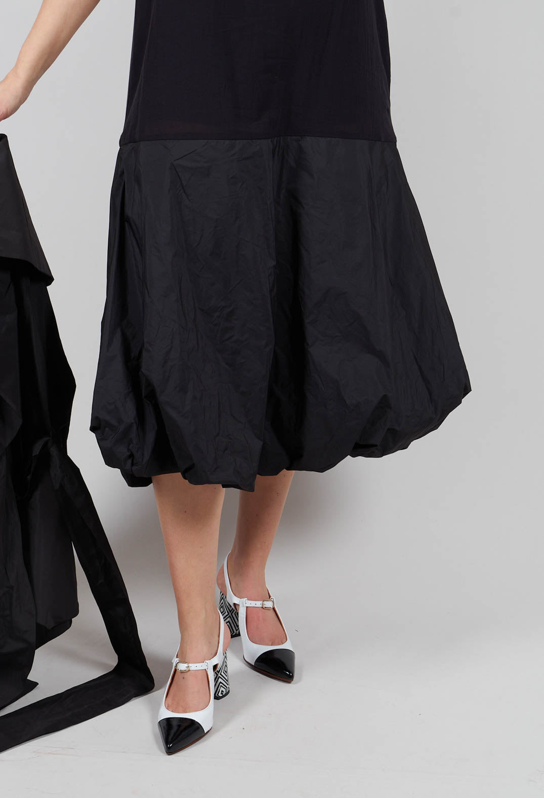 Bubble Peplum Dress in Black